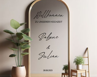 Décalcomanie de mariage miroir, décoration de signe de mariage, décalcomanie de miroir de mariage personnalisée, signe de réception de mariage, décoration de fiançailles