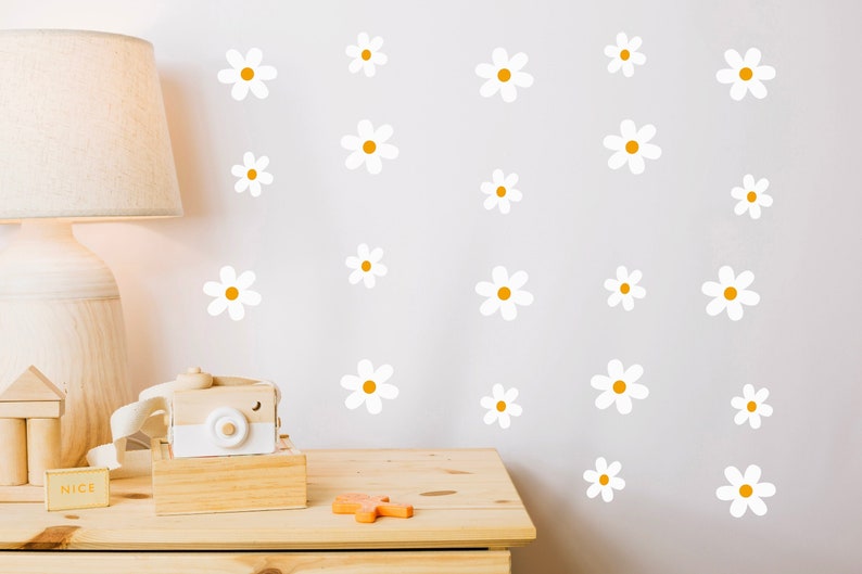 Wall sticker wall sticker for children's room daisies wall decoration set for children's room decoration, wall sticker for children's room daisy decoration image 1