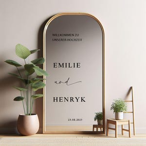 Letrero de bienvenida para boda, con nombres personalizados, para espejo, acrílico y cartón. Adhesivo para espejo de boda, letrero de bienvenida para recepción.