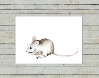 Mousie Illustration, woodland animal, nursery wall decor, kids room art, animal painting