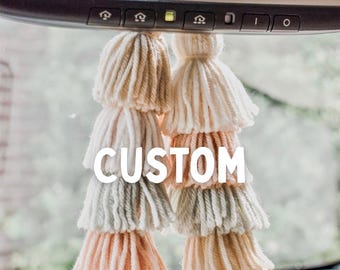Personalized Car Tassel Charm | Handmade Rearview Mirror Accessory | Boho Car Decor