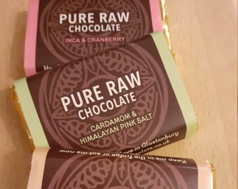 Pack of 3 - Pure Raw Chocolate - Inca and Cranberry, Cardamom and Himalayan Pink Salt, Hazelnut, Raisin and Cinnamon