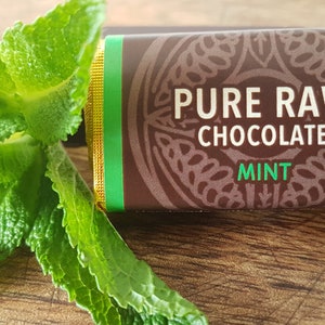Pack of 10 - Pure Raw Chocolate - Mint Artisan Chocolate, Gluten free Vegan snacks, Christmas Stocking, Cacao gift ideas, After Eight Mints