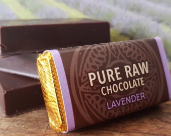 Pack of 10 - Pure Raw Chocolate - Lavender,Artisan ,Christmas ,Stocking Fillers,organic chocolate,gluten free,Vegan snacks,