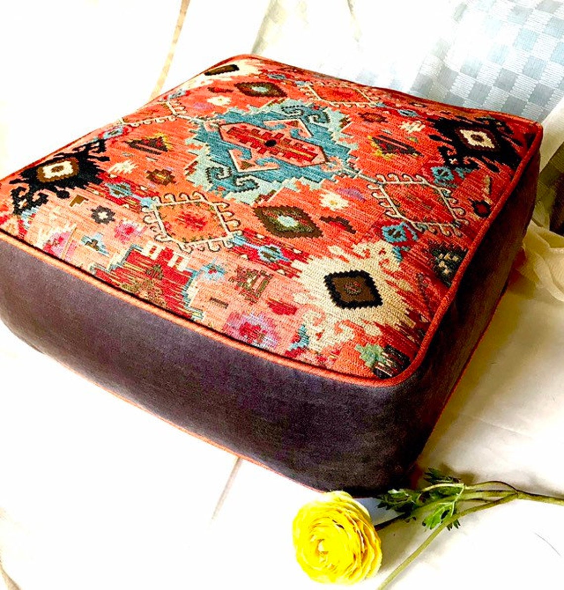 Custom Box Cushion Cover, Zippered Cushion Cover, Window Seat Cover Etsy