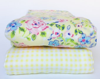 Flanel doek luier burp doek-bloemen en Gingham-set van 2-baby girl