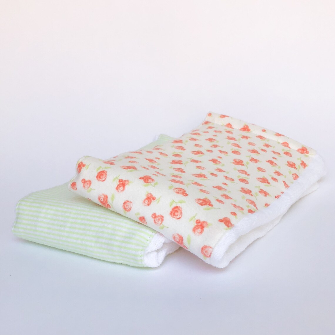 Flannel Cloth Diaper Burp Cloth Flowers and Stripes Set of Etsy 日本