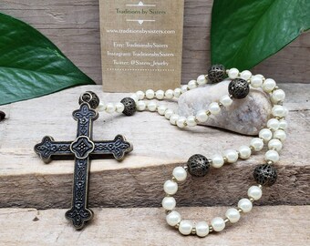 Wedding Rosary, Ivory Pearls