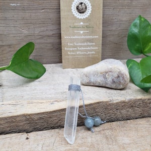 Quartz Crystal Wand with Aquamarine Gemstones