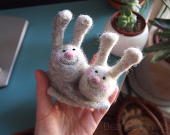 Felted Cute Hugging Bunnies in Love