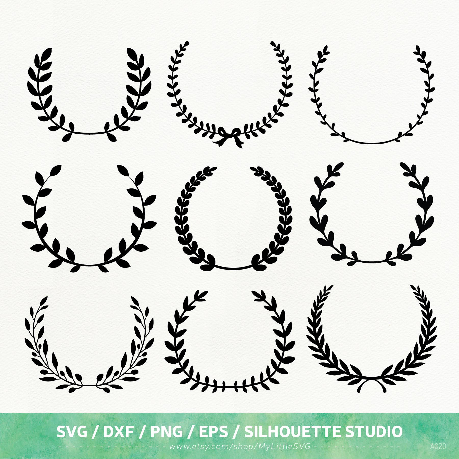 Download Laurel Wreath SVG File Laurel Wreath dxf png eps for | Etsy