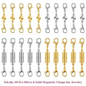 20Pcs Magnetic Necklace Extender Clasps Closures for Bracelet and Jewelry Making
