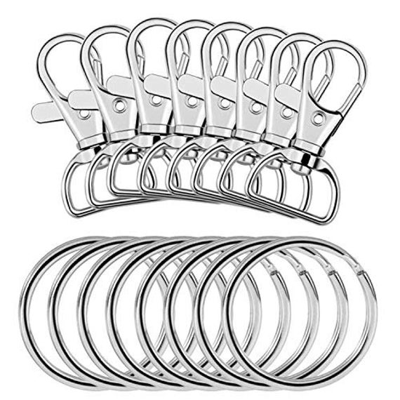 100 Pcs Lanyard Snap Hooks and Key Rings with Chain and Jump Rings for Keychain Lanyard DIY Jewelry Crafts Accessories 50 Pcs Swivel Snap Hooks +50 Pcs Flat Keychain Rings with Jump Rings