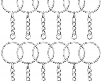 10Pcs / 20pcs Split Key Chain Rings with Chain and Jump Rings Bulk for Crafts (25mm)   1 Inch Split Key Chain Ring, Keychain FOB, Pendants