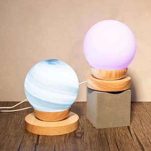 10cm / 12cm Bowl Shape Design Wood Base-Light Base LED light wood lamp base for Globe Crystal ornaments etc- USB Cable Charge