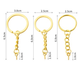 Gold color Pack of 10/20Pcs Keychain Rings with Chain and 10/20 Pcs Screw Eye Pins Bulk for Crafts