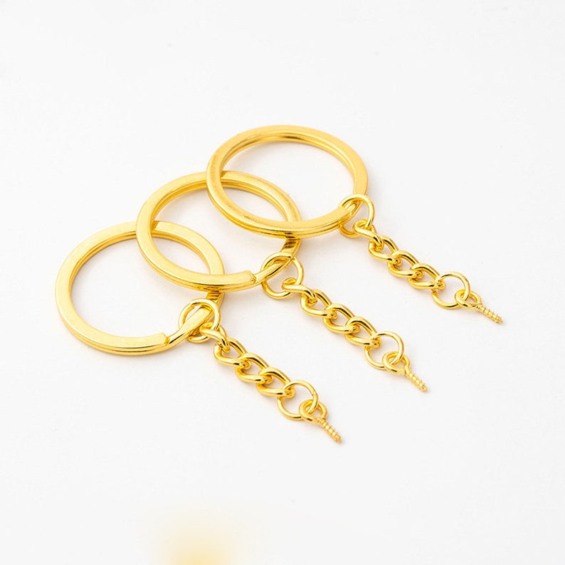 Gold color Pack of 10/20Pcs Keychain Rings with Chain and Etsy