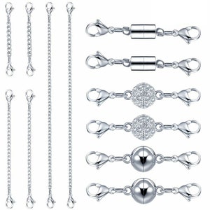 12Pcs 4-Sizes Magnetic Extender and Chains Clasps Closures for Bracelet&Necklace