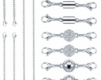 12Pcs 4-Sizes Magnetic Extender and Chains Clasps Closures for Bracelet&Necklace