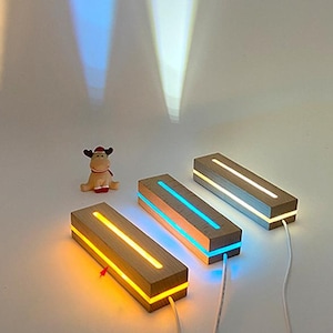 Multi-layer Wood Base- Light Base night light  wooden lamp base for Crystal ornaments, Resin Art,figurines models etc-USB Cable
