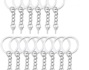 100Pcs KeyRings with Chains, Open Jump Rings and Screw Eye Pins for Craft Making