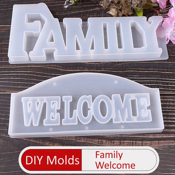 Creative FAMILY / WELCOME Resin Molds - Silicone Mould DIY Craft Mold / Mould , Resin craft art, door plate mold,plate mold ,Home Decoration