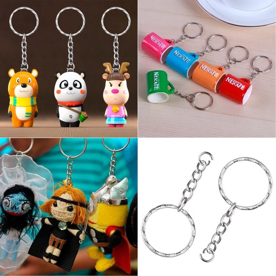 100pcs Keychain Rings With Chain and 100 Pcs Screw Eye Pins Bulk for Crafts  