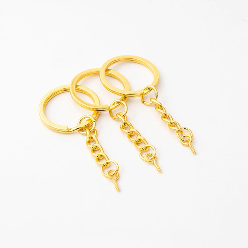 Gold color Pack of 10/20Pcs Keychain Rings with Chain and Etsy