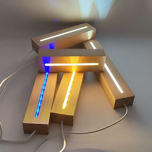 Wood Base- Light Base night light  wooden lamp base for Crystal ornaments, figurines models etc-USB Cable