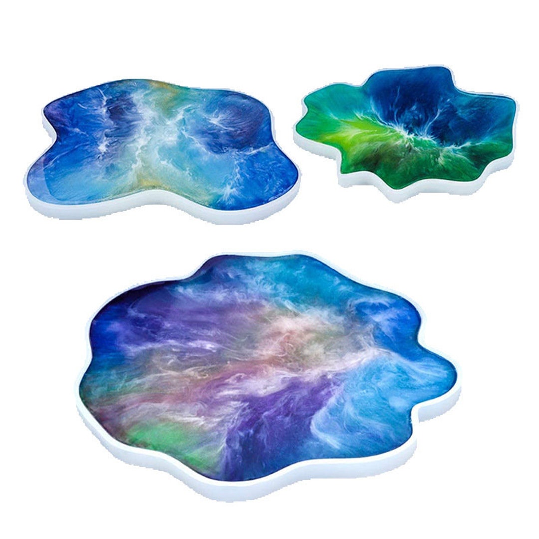 10Pcs DIY Silicone Coaster Molds for Resin Casting Epoxy Resin Coaster  Molds Kit GFA