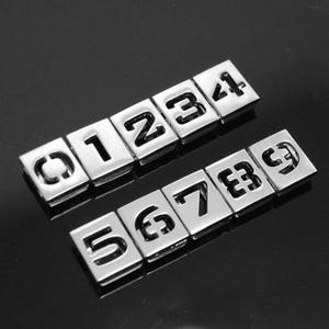 Pack of 50 0-9 8mm Chrome Slide Number Charms for 8mm Slide Bracelets