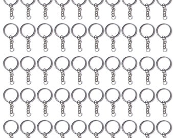 50 DIY Key Chain Set,50pcs 25mm Keychain Ring and 50pcs Jump rings, Silver Color Plated, DIY Jewelry Finding Craft Idea,