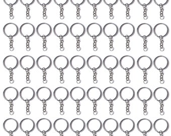 50 DIY Key Chain Set,50pcs 25mm Keychain Ring and 50pcs Jump rings, Silver Color Plated, DIY Jewelry Finding Craft Idea,