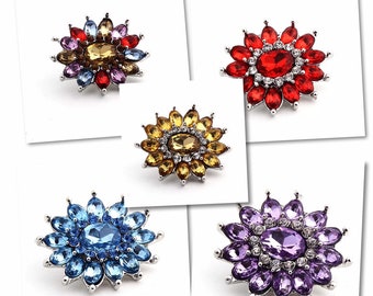 Pack of 5 colors Rhinestones Snap Charms for 18mm ginger snap jewelry-interchangeable ginger snaps