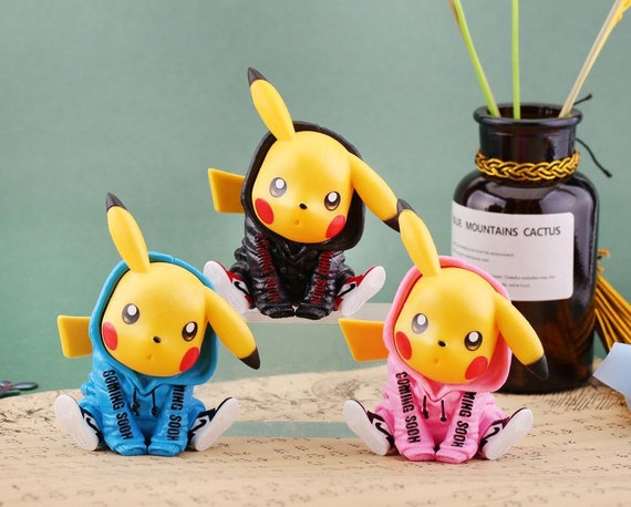 Newest Anime Pikachu Figures Kawaii Trendy Sweatshirt Pikachu Doll  Ornaments Figure Decoration Birthday Collection Gifts