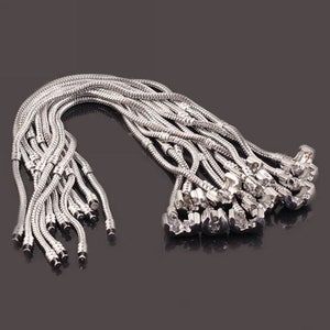 5pcs European Beads Charm Snake Chains Basic Bracelets with Clasp for DIY Jewelry Brads Bracelets Making