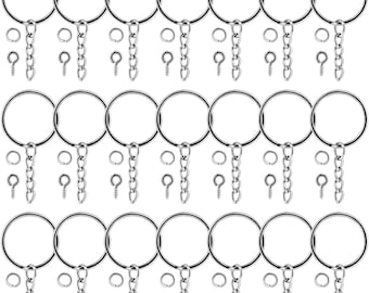 Pack of 10/20Pcs Keychain Rings with Chain and 10/20 Pcs Screw Eye Pins Bulk for Crafts
