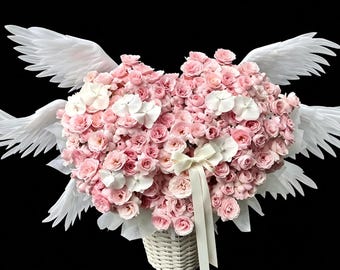 6 Wings Flower Bouquet Wings Handcrafted Electric Flower Wings - Movable Wing Motor Kit with 14500 Battery & Strap-Kids Event, Flower ,Party