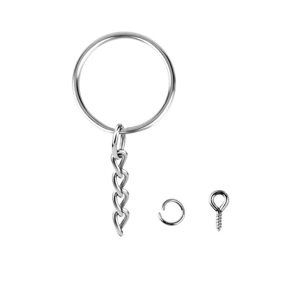 50pcs Keychain Rings With Chain and 50 Pcs Screw Eye Pins Bulk Etsy