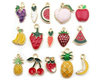 30pcs Assorted Fruit Style Enamel Charm Pendant for DIY Necklace Bracelet Charms