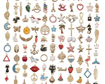 110pcs Assorted Enamel Charm Pendant for DIY Necklace Bracelet Earring Charms