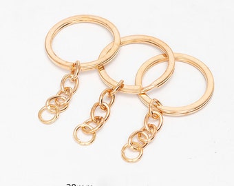 Rose Gold color Pack of 10/20Pcs Keychain Rings with Chain Bulk for Crafts