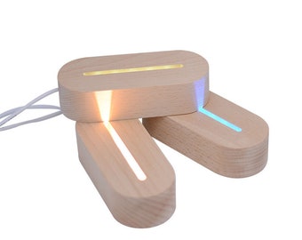 Ovaler Holzsockel – Nachtlicht-Lampensockel aus Holz für Kristallornamente, Figurenmodelle usw. – USB-Kabel