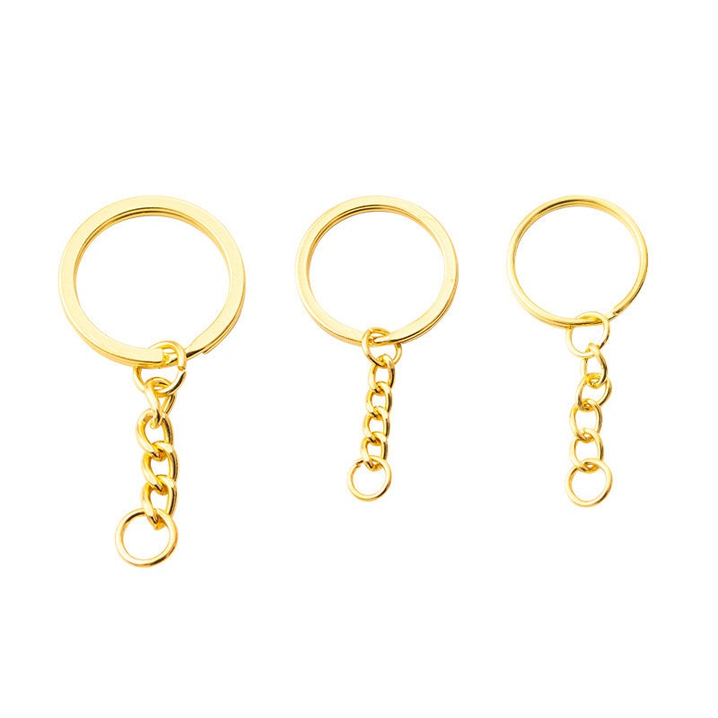 Gold Color Pack of 10/20pcs Keychain Rings With Chain Bulk for Crafts ...