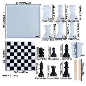 1 Set 3D Chess & Chess Board Resin Casting Mold Silicone Epoxy Mould DIY Craft Mold Gear Accessory
