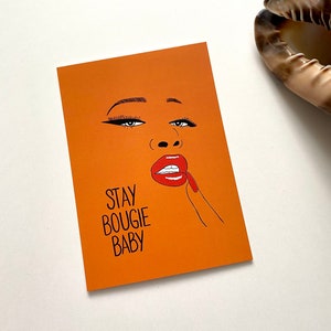 Étalon Meg Thee - Stay Bougie Baby - Carte postale A6 Citation positive - Illustrations - Cartes inspirantes - Hip Hop - Pop Art - Message - Cadeaux