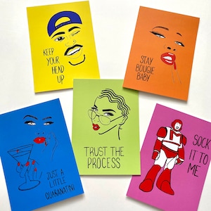 Lot de 5 mini tirages d'art motivants positifs | Cartes postales | Citations inspirantes | Hip-hop | Pop-art | Amour de soi | Carte Soins personnels | Cadeaux
