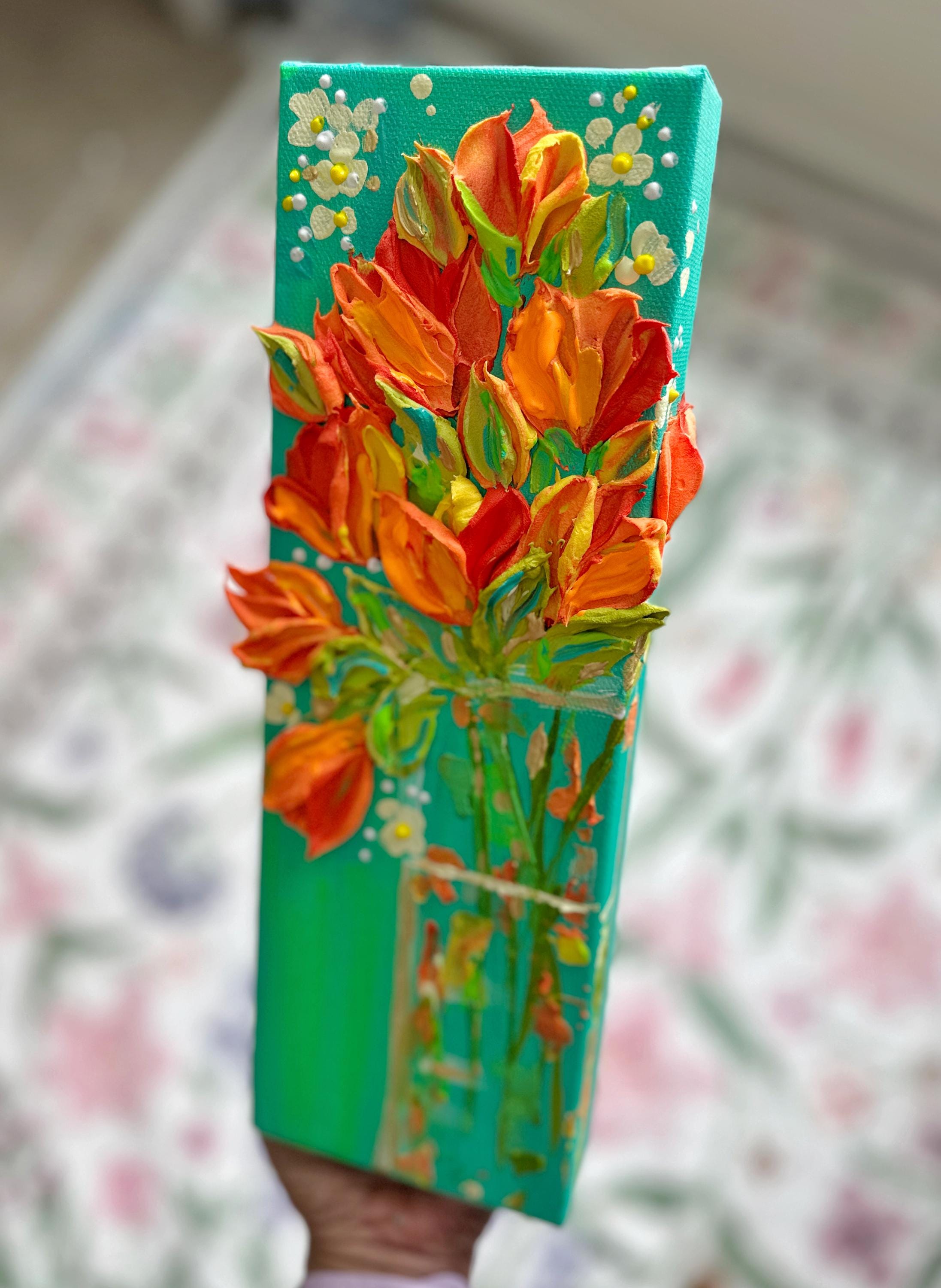 Original Art California Orange Poppy Painting | Textured Acrylic ...