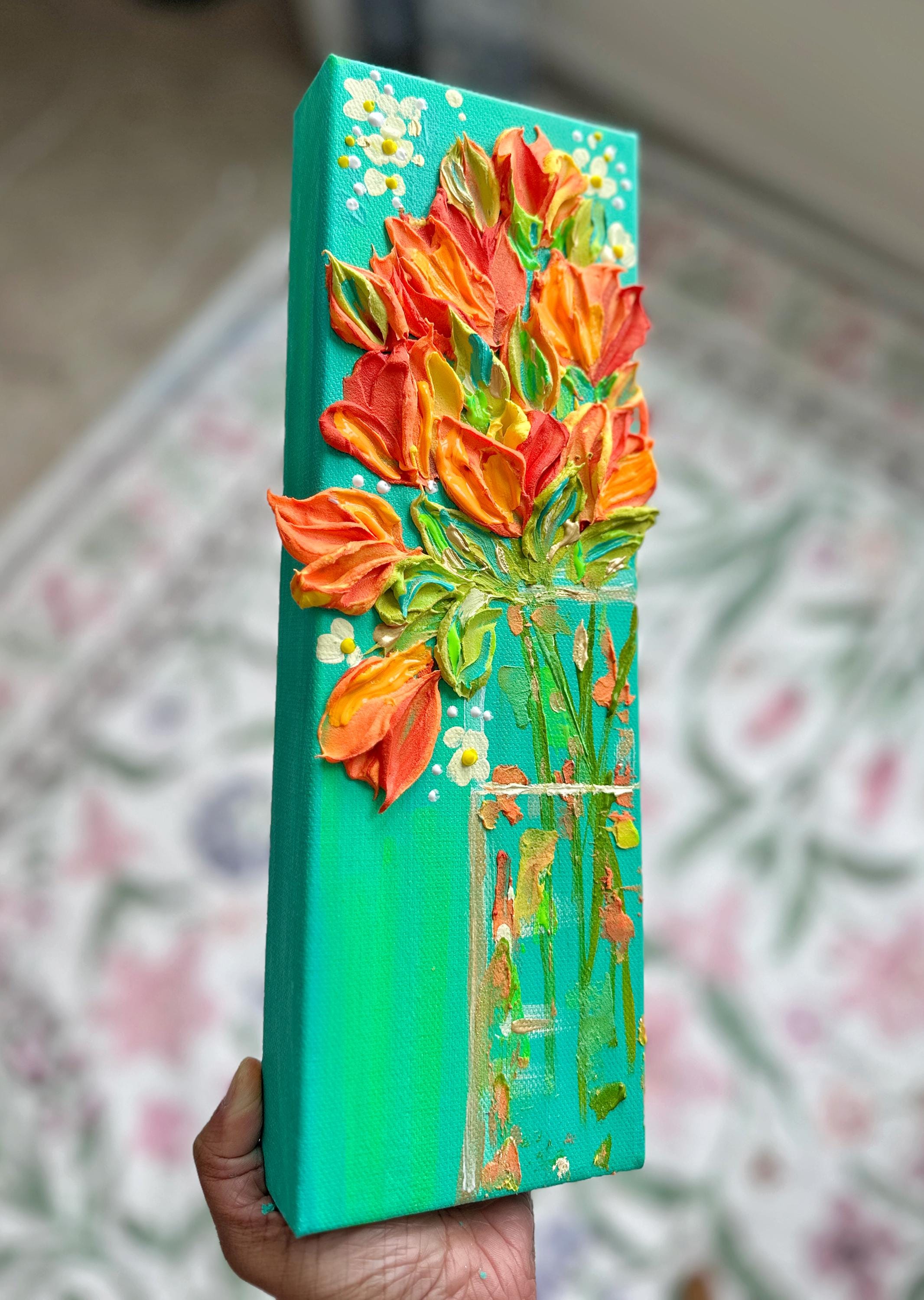 Original Art California Orange Poppy Painting | Textured Acrylic ...