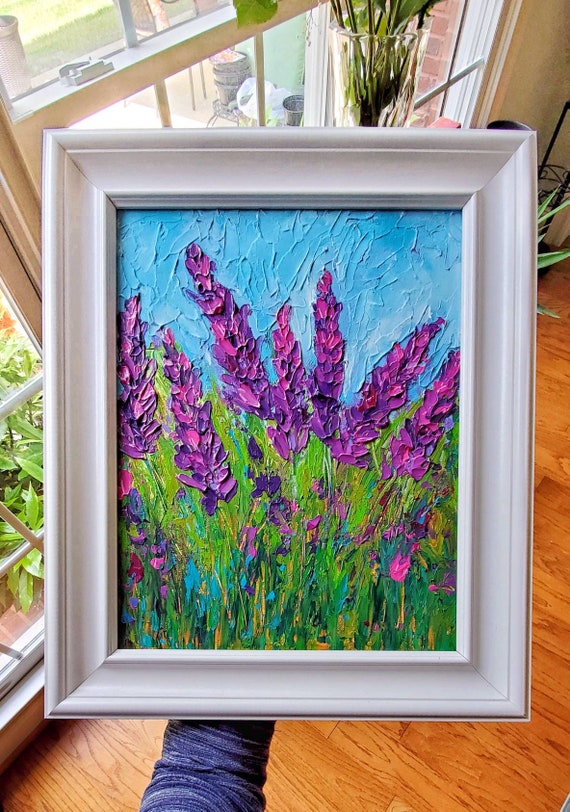 Acrylic Painting Abstract Lavender Wildflowers Impasto Painting ...